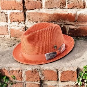 MONTIQUE MEN'S SALMON WAVE PATTERN FEDORA HAT. H2513
